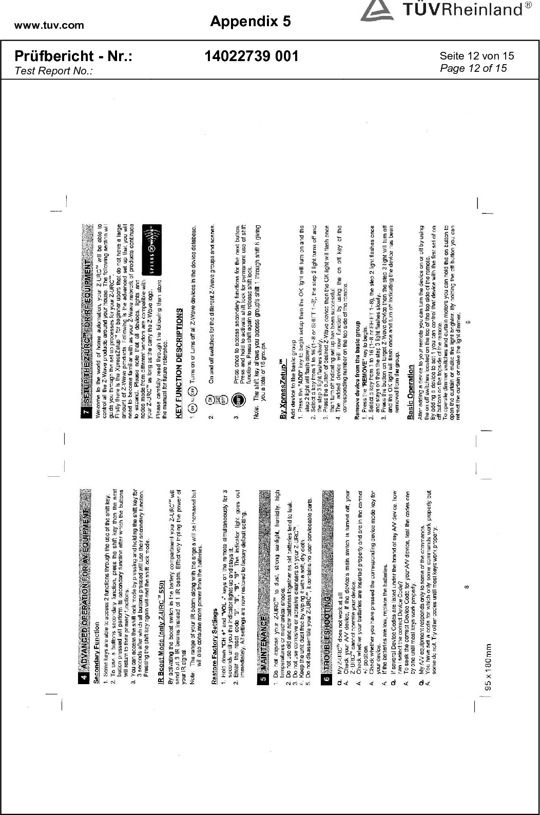 www.tuv.com  Appendix 5  Prüfbericht - Nr.: Test Report No.: 14022739 001  Seite 12 von 15 Page 12 of 15   