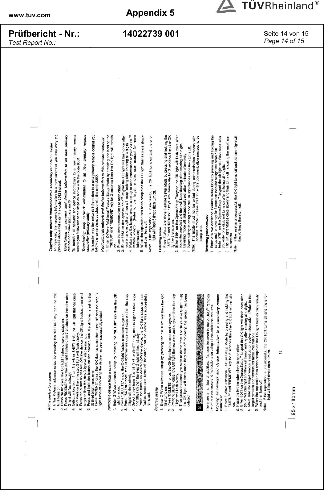 www.tuv.com  Appendix 5  Prüfbericht - Nr.: Test Report No.: 14022739 001  Seite 14 von 15 Page 14 of 15   