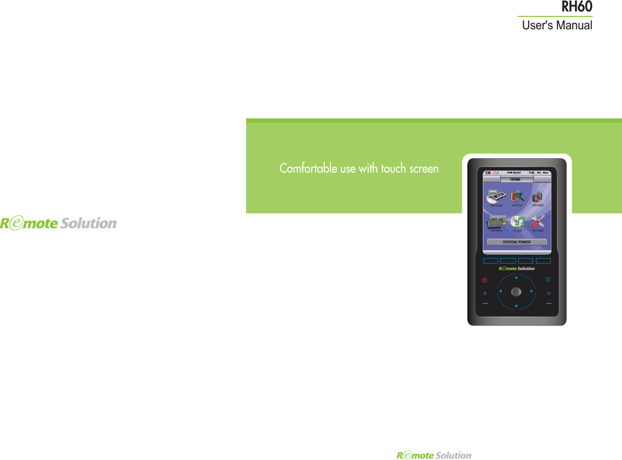 Comfortable use with touch screenUser&apos;s ManualRH60