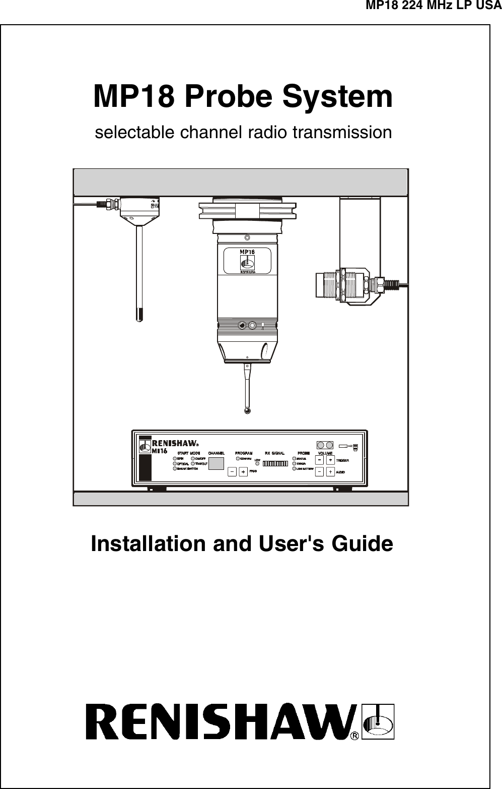 MP18 224 MHz LP USAMP18 Probe Systemselectable channel radio transmissionInstallation and User&apos;s Guide