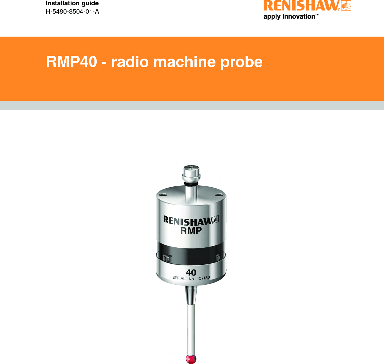 RMP40 - radio machine probeInstallation guideH-5480-8504-01-A