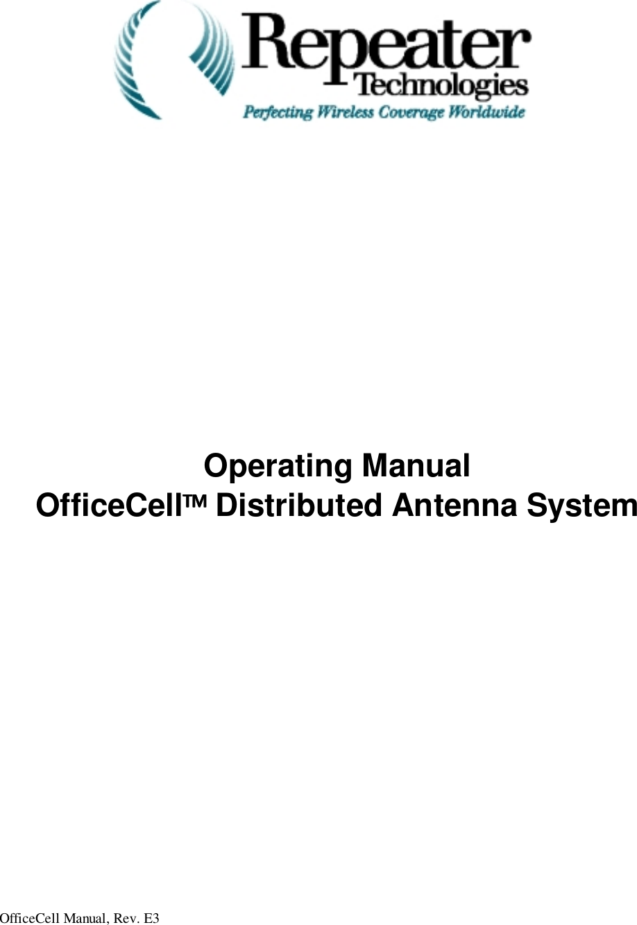 OfficeCell Manual, Rev. E3Operating ManualOfficeCell Distributed Antenna System