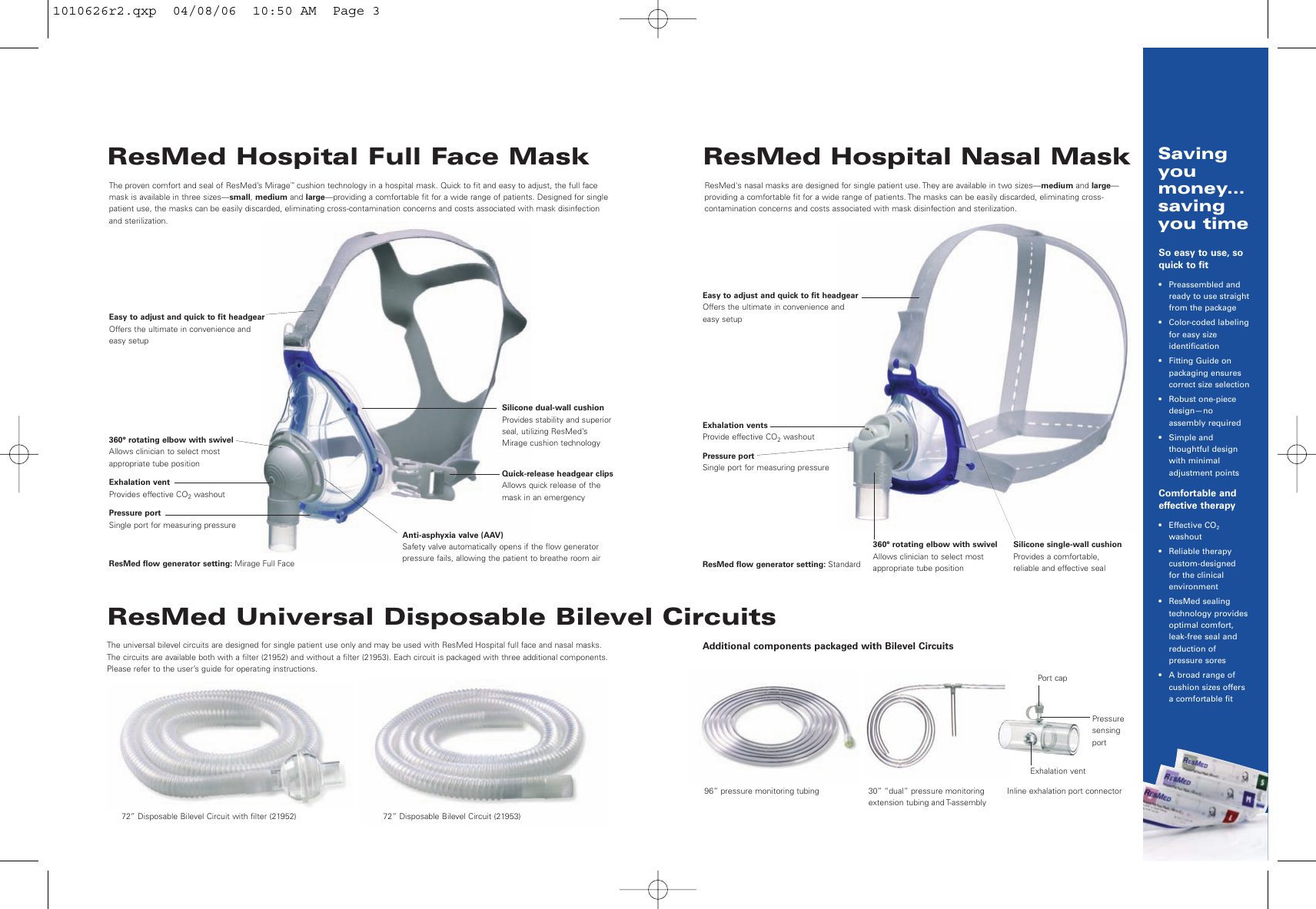 Page 2 of 2 - Resmed Resmed-Disposable-Masks-And-Circuits-Users-Manual- Spec Resmed-disposable-masks-and-circuits-users-manual