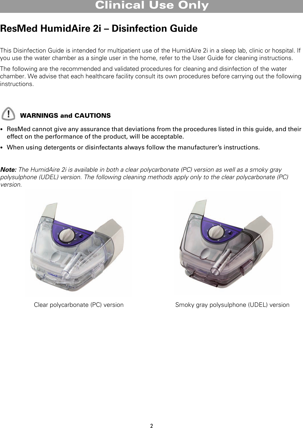 Page 2 of 8 - Resmed Resmed-Humidaire-2I-Users-Manual-  Resmed-humidaire-2i-users-manual