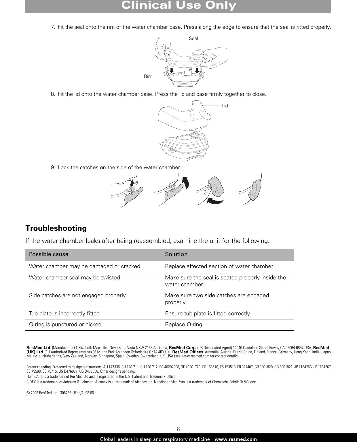 Page 8 of 8 - Resmed Resmed-Humidaire-2I-Users-Manual-  Resmed-humidaire-2i-users-manual