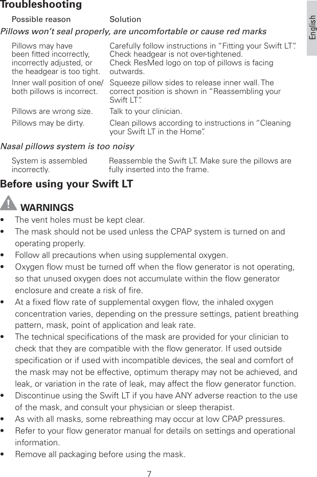 Page 8 of 12 - Resmed Resmed-Sleep-Apnea-Machine-60561-Users-Manual-  Resmed-sleep-apnea-machine-60561-users-manual