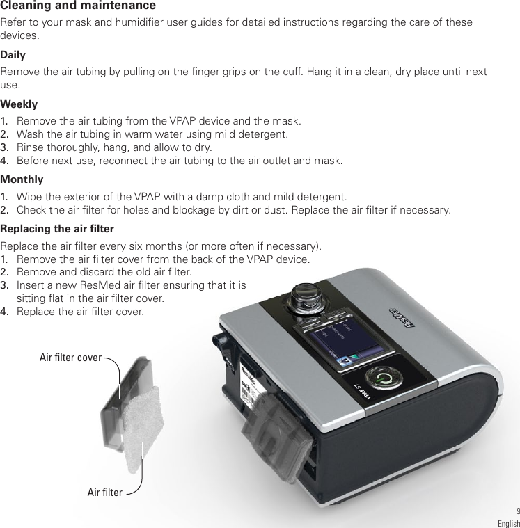 Resmed Sleep Apnea Machine Vap S Users Manual