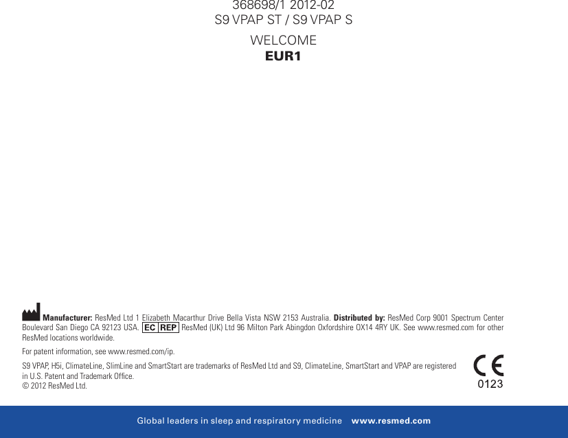 Page 12 of 12 - Resmed Resmed-Sleep-Apnea-Machine-Vap-S-Users-Manual-  Resmed-sleep-apnea-machine-vap-s-users-manual