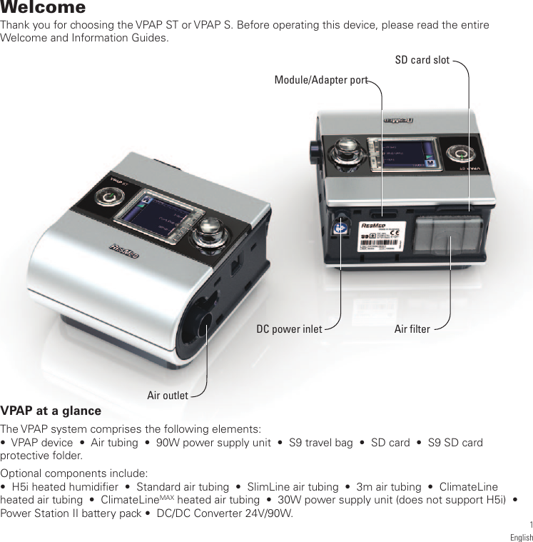 Resmed Sleep Apnea Machine Vap S Users Manual