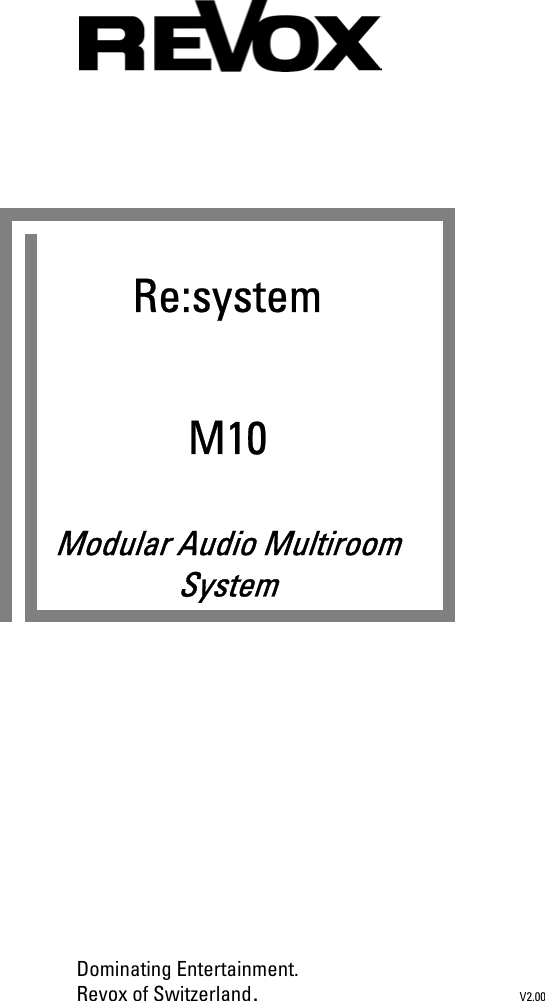 Revox M10 Users Manual V2.00 E_Manual