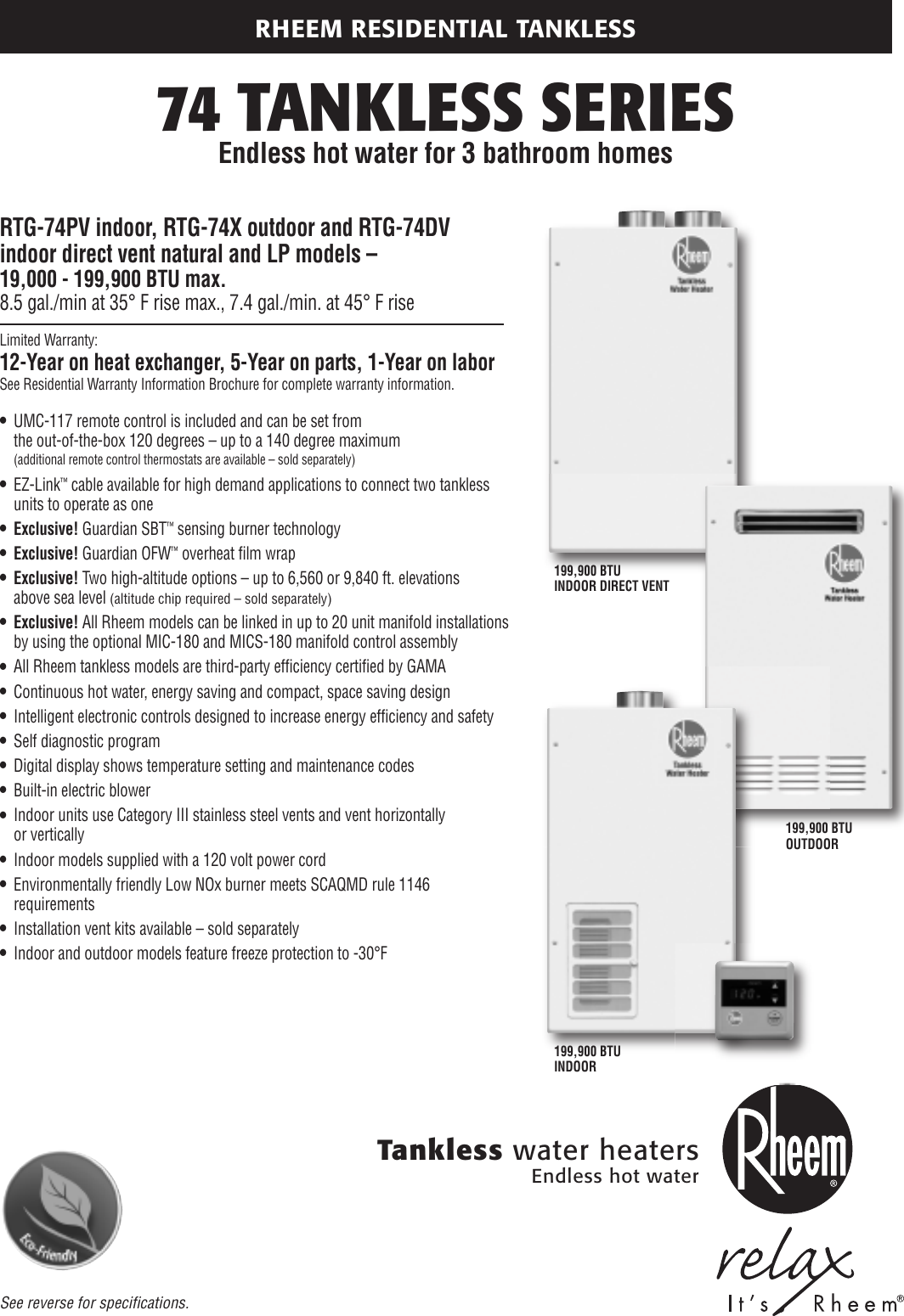 Rheem 74 Tankless Series Users Manual Rheeview 4Quarter 2006 REV Copy