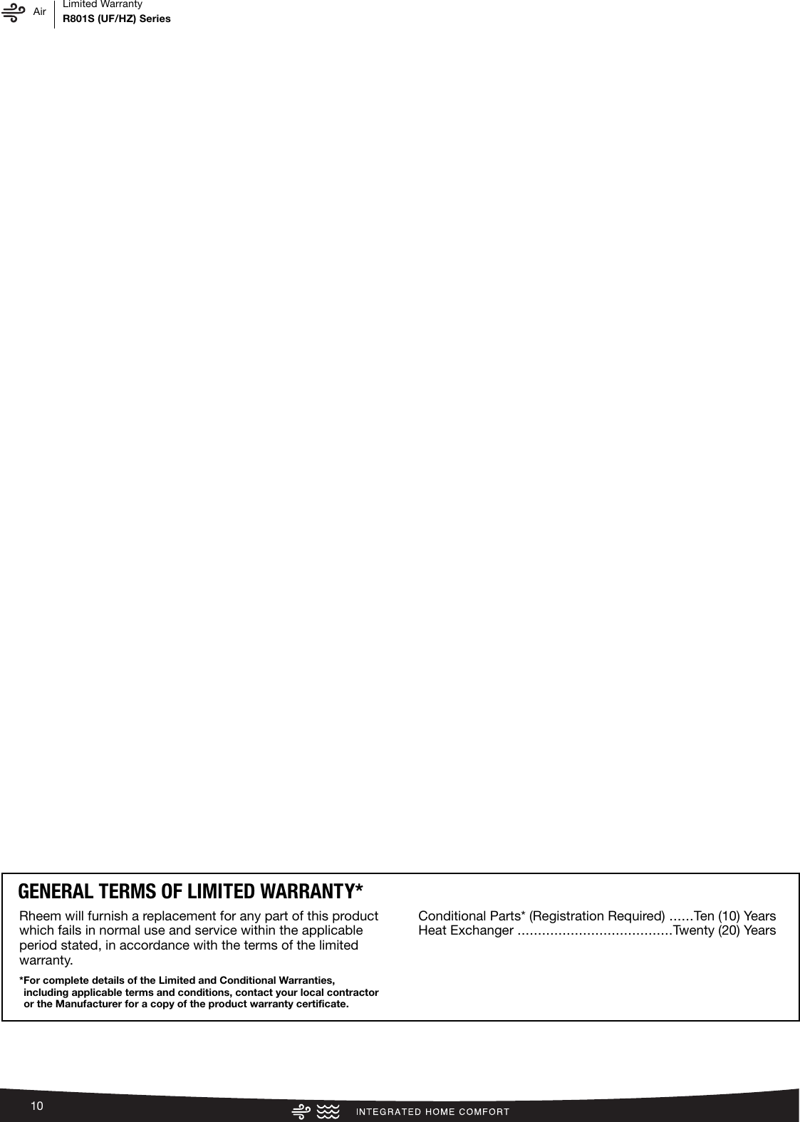 Page 10 of 12 - Rheem Rheem-Classic-Series-80-Afue-R801S-Upflow-Horizontal-Specification-Sheet-  Rheem-classic-series-80-afue-r801s-upflow-horizontal-specification-sheet