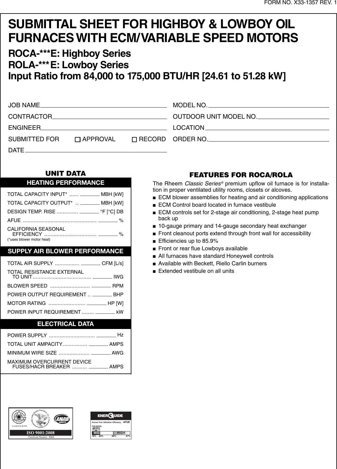 Page 2 of 3 - Rheem Rheem-Classic-Series-Up-To-85-9-Afue-Ecm-And-Psc-Motors-Submittal-Sheet-  Rheem-classic-series-up-to-85-9-afue-ecm-and-psc-motors-submittal-sheet