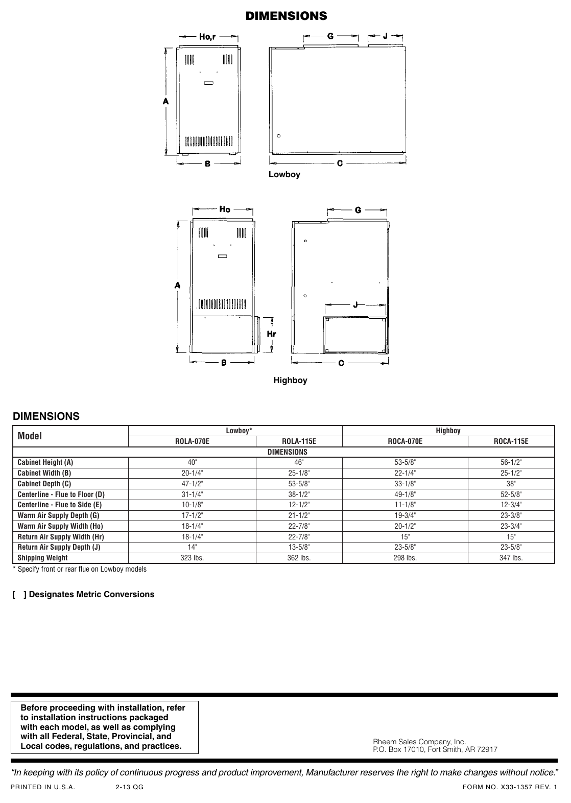 Page 3 of 3 - Rheem Rheem-Classic-Series-Up-To-85-9-Afue-Ecm-And-Psc-Motors-Submittal-Sheet-  Rheem-classic-series-up-to-85-9-afue-ecm-and-psc-motors-submittal-sheet