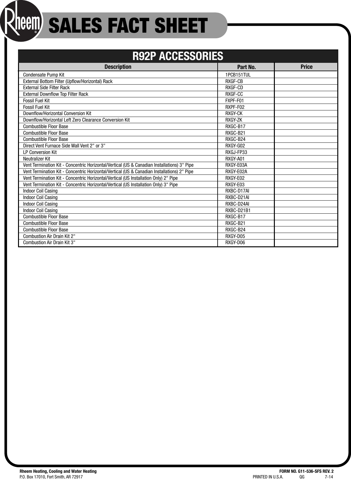 Page 2 of 2 - Rheem Rheem-Classic-Series-Up-To-92-Afue-Psc-Motor-Multi-Position-Sales-Fact-Sheet-  Rheem-classic-series-up-to-92-afue-psc-motor-multi-position-sales-fact-sheet