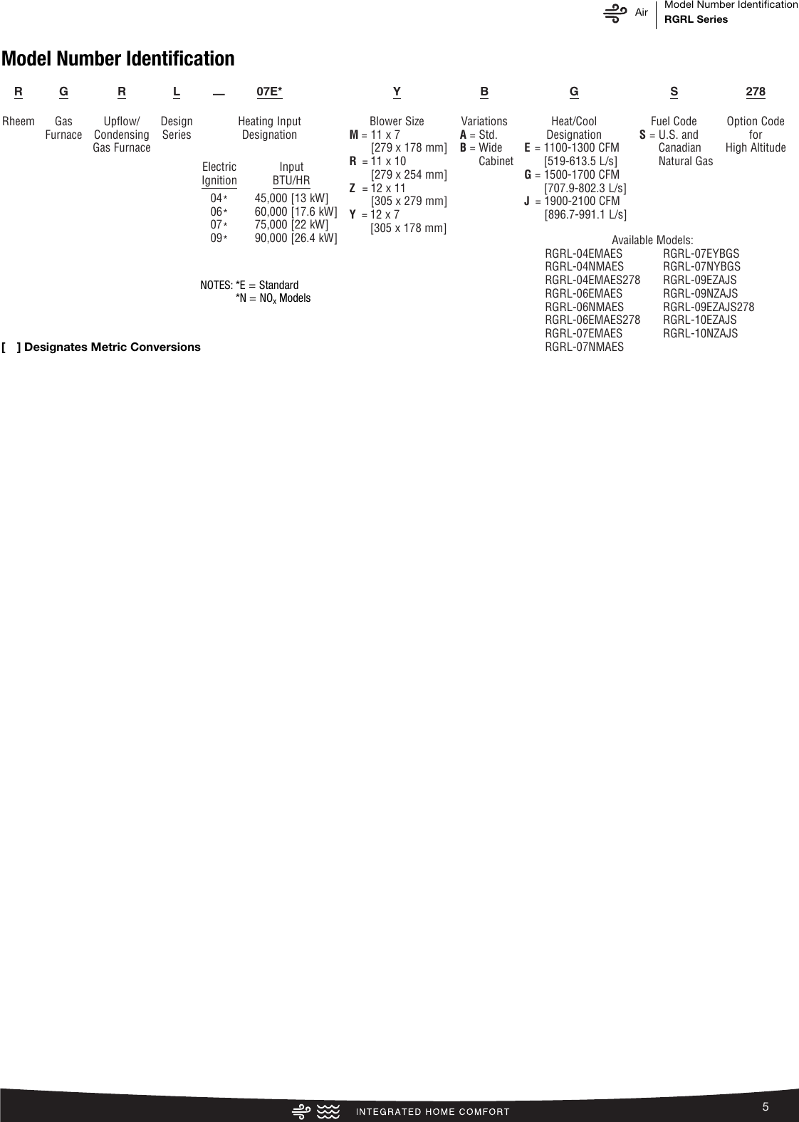 Page 5 of 12 - Rheem Rheem-Classic-Series-Up-To-95-Afue-2-Stage-Psc-Motor-Specification-Sheet-  Rheem-classic-series-up-to-95-afue-2-stage-psc-motor-specification-sheet