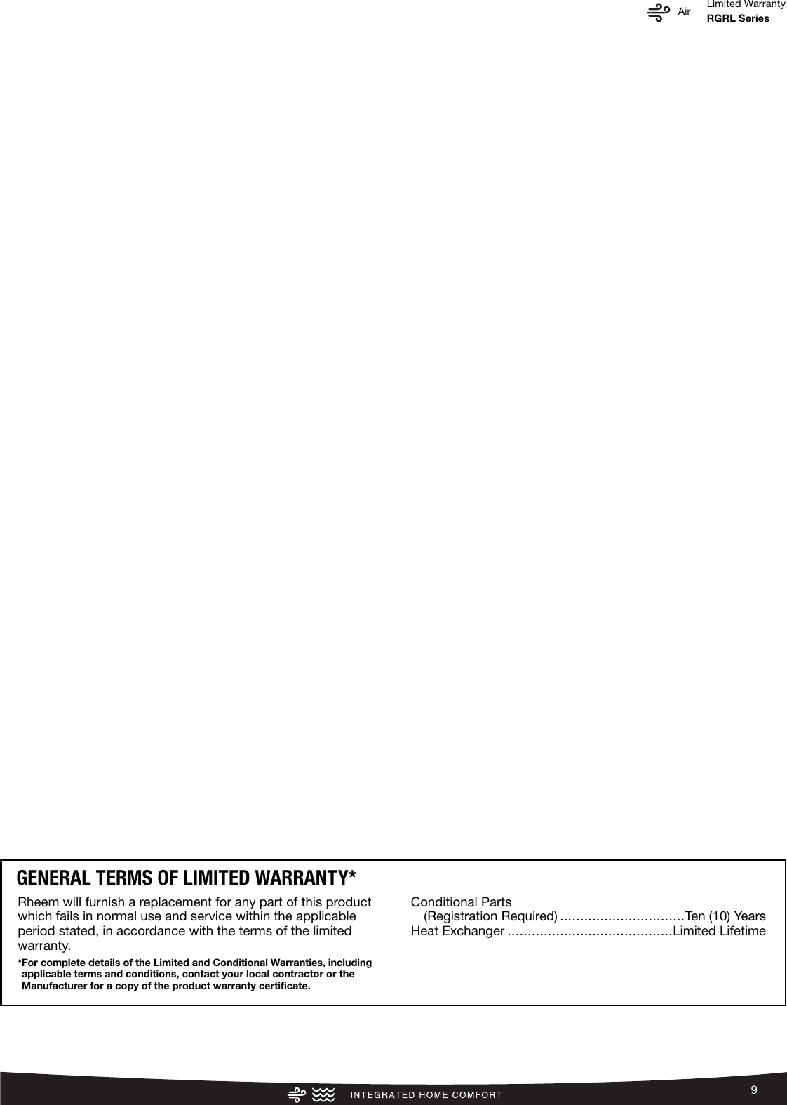 Page 9 of 12 - Rheem Rheem-Classic-Series-Up-To-95-Afue-2-Stage-Psc-Motor-Specification-Sheet-  Rheem-classic-series-up-to-95-afue-2-stage-psc-motor-specification-sheet