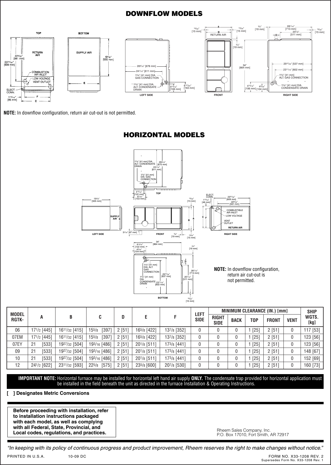 Page 3 of 3 - Rheem Rheem-Classic-Series-Up-To-95-Afue-2-Stage-Psc-Motor-Submittal-Sheet-  Rheem-classic-series-up-to-95-afue-2-stage-psc-motor-submittal-sheet