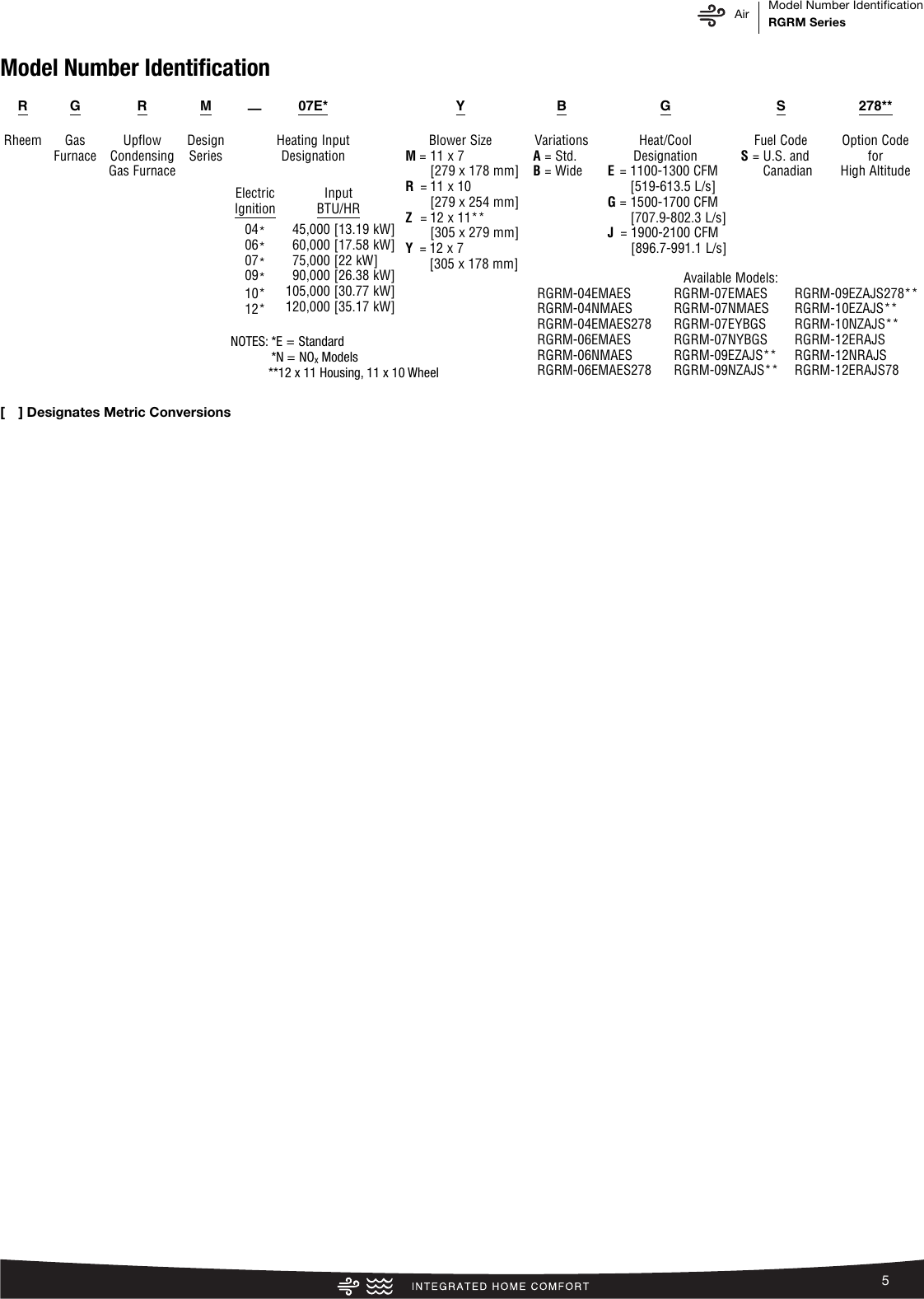 Page 5 of 12 - Rheem Rheem-Classic-Series-Up-To-95-Afue-2-Stage-V-S-Ecm-Specification-Sheet-  Rheem-classic-series-up-to-95-afue-2-stage-v-s-ecm-specification-sheet