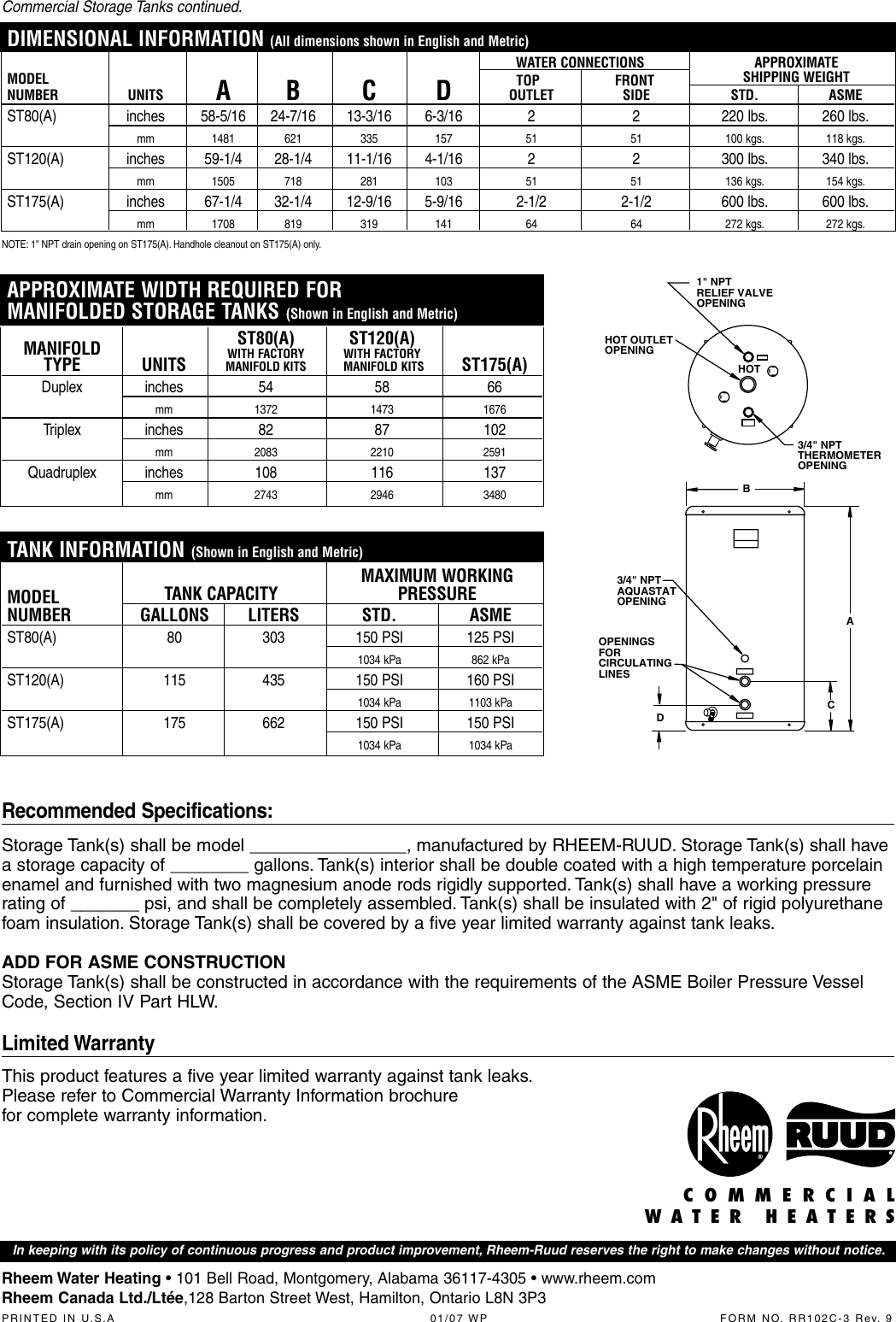 Page 2 of 2 - Rheem Rheem-Commercial-Storage-Tanks80-115-175-Gallon-Users-Manual- RR102C-3  Rheem-commercial-storage-tanks80-115-175-gallon-users-manual