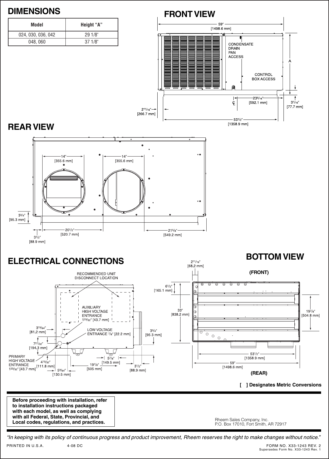 Page 3 of 3 - Rheem Rheem-Package-Dedicated-Horizontal-A-C-Submittal-Sheet-  Rheem-package-dedicated-horizontal-a-c-submittal-sheet