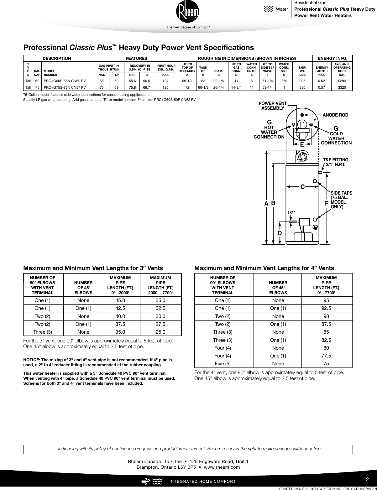 Page 2 of 2 - Rheem Rheem-Professional-Classic-Plus-Series-Heavy-Duty-Power-Vent-Specification-Sheet-  Rheem-professional-classic-plus-series-heavy-duty-power-vent-specification-sheet