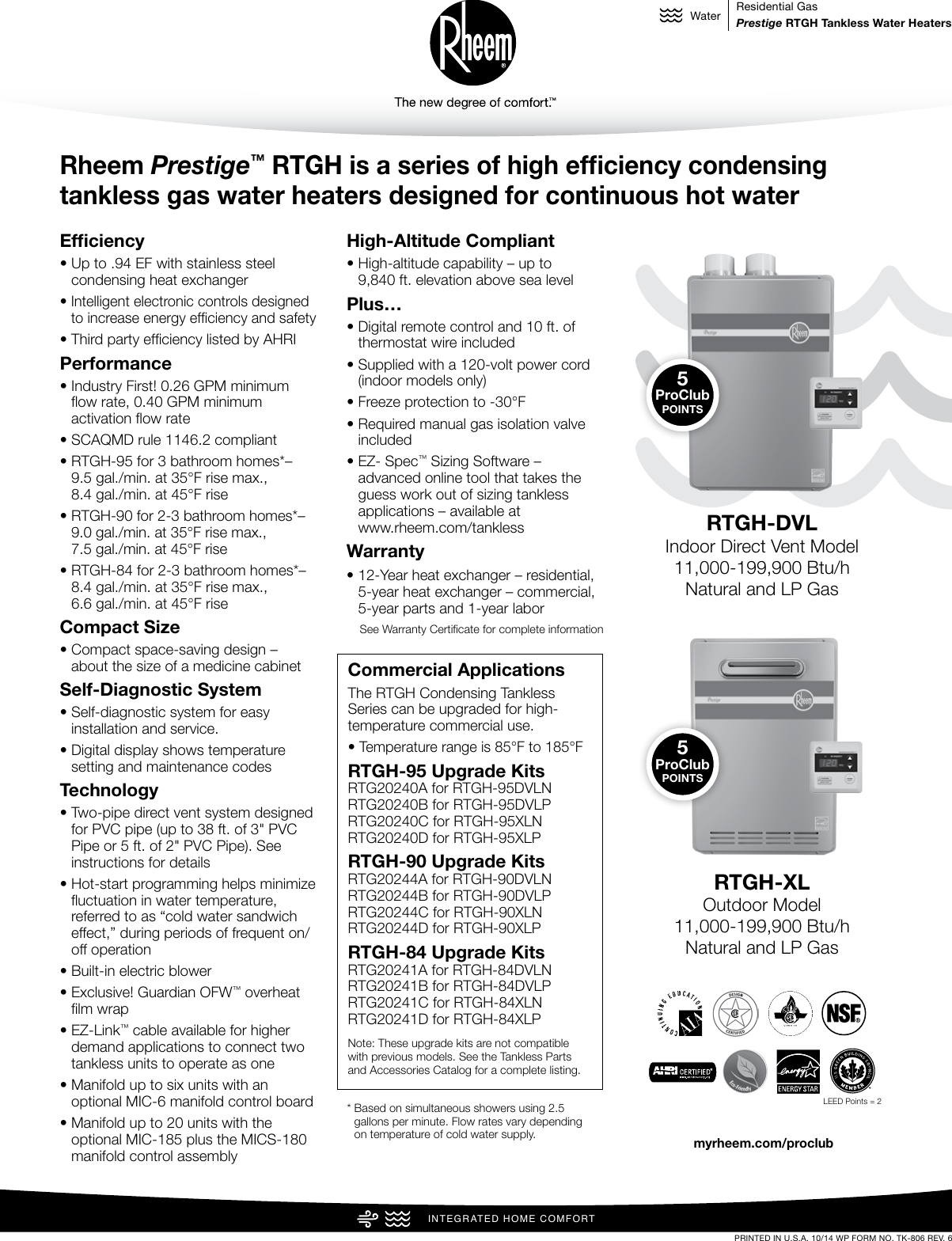 Page 1 of 2 - Rheem Rheem-Professional-Prestige-Series-90-Outdoor-Specification-Sheet-  Rheem-professional-prestige-series-90-outdoor-specification-sheet