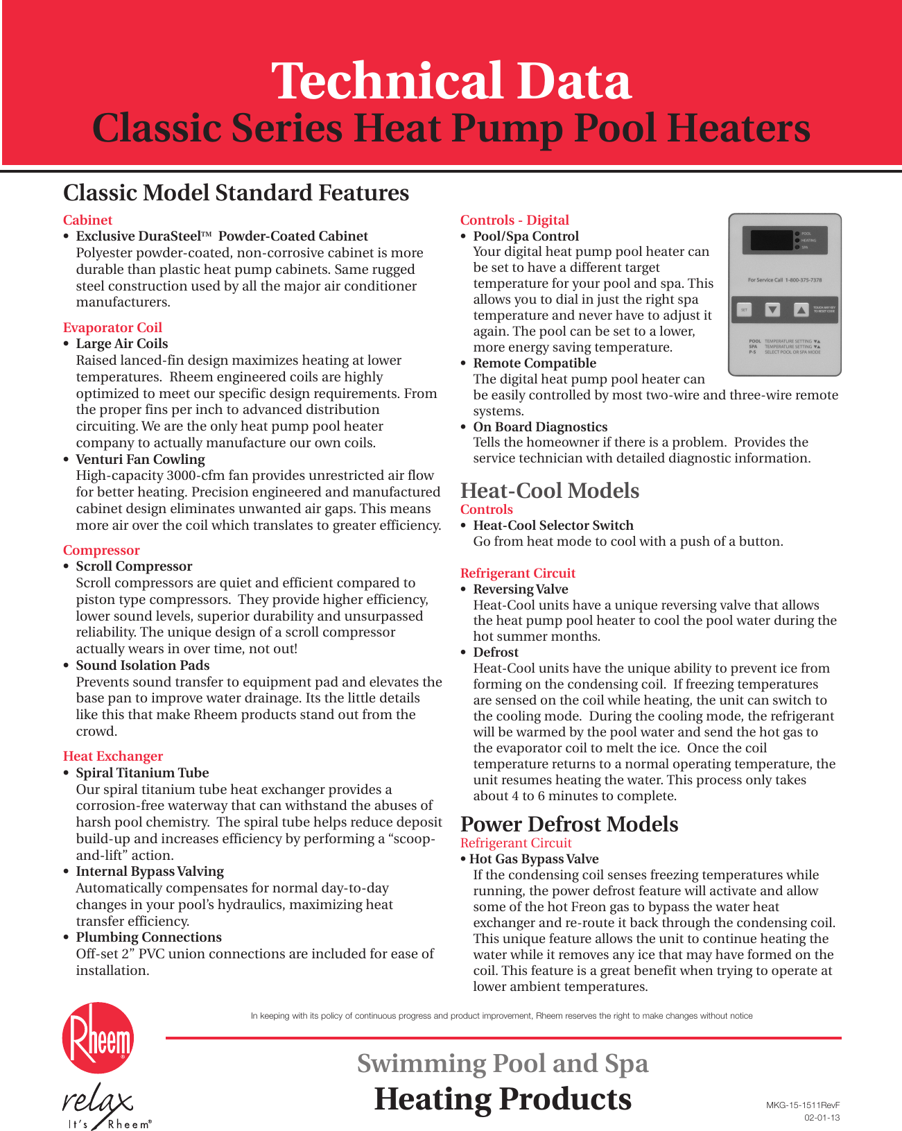 Page 2 of 2 - Rheem Rheem-Specialty-Heat-Pump-Pool-Heaters-Product-Data- Rheem-HP Tech Special-2010  Rheem-specialty-heat-pump-pool-heaters-product-data