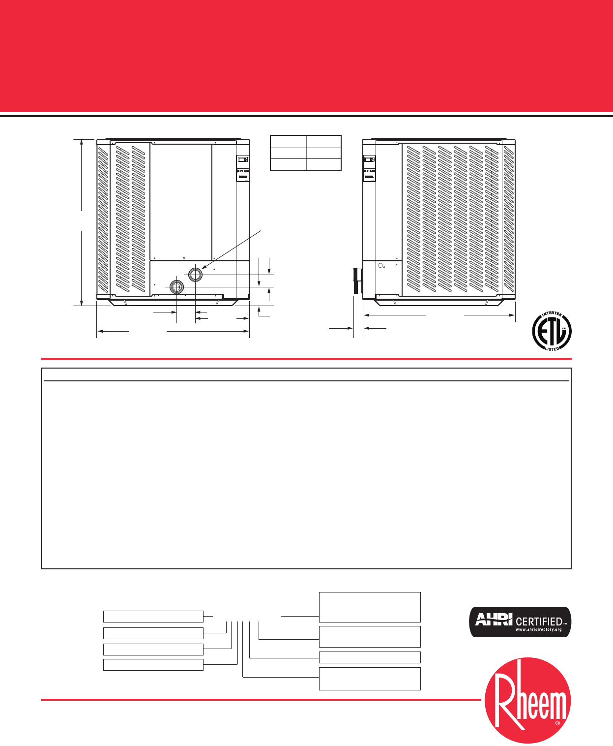 Rheem Specialty Heat Pump Pool Heaters Product Data HP Tech Special 2010