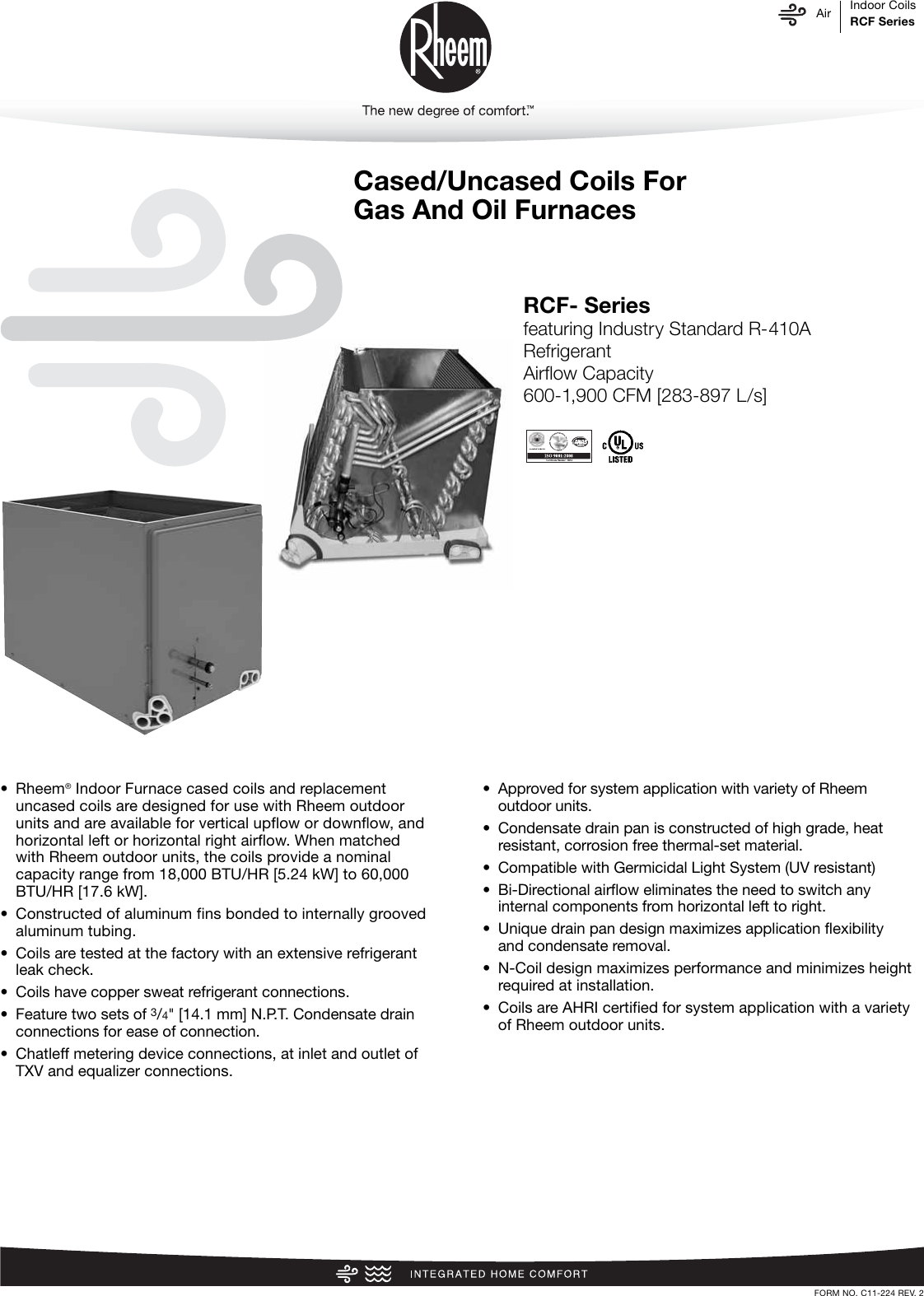 Page 1 of 12 - Rheem Rheem-Uncased-N-Coil-Gas-And-Oil-Furnace-Specification-Sheet-  Rheem-uncased-n-coil-gas-and-oil-furnace-specification-sheet