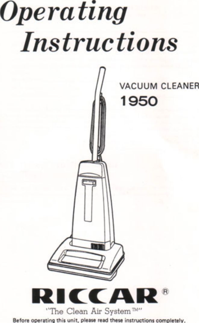 Riccar 1950 Users Manual Vacuum_1950