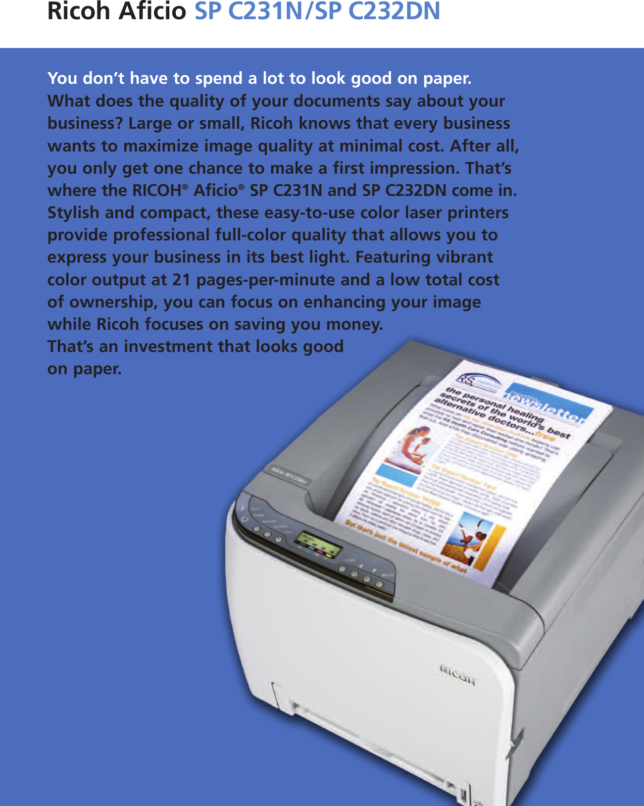 Page 2 of 4 - Ricoh Ricoh-Aficio-Sp-C231N-Users-Manual-  Ricoh-aficio-sp-c231n-users-manual