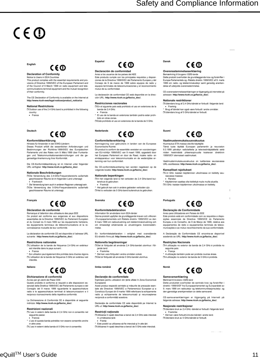 eQuillTM User’s Guide 11Safety and Compliance Information