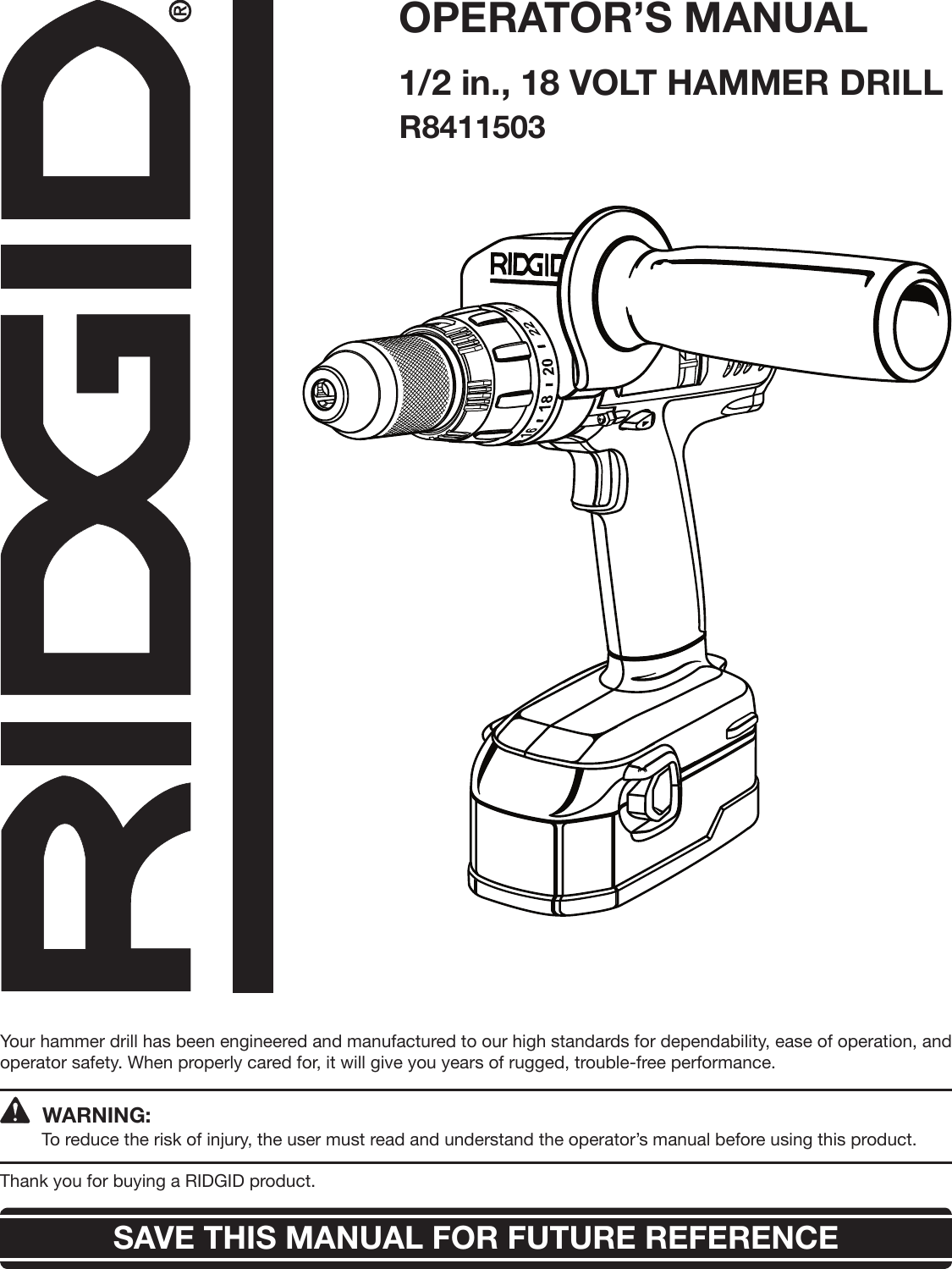 Ridgid R8411503 Users Manual R8411503_504_eng