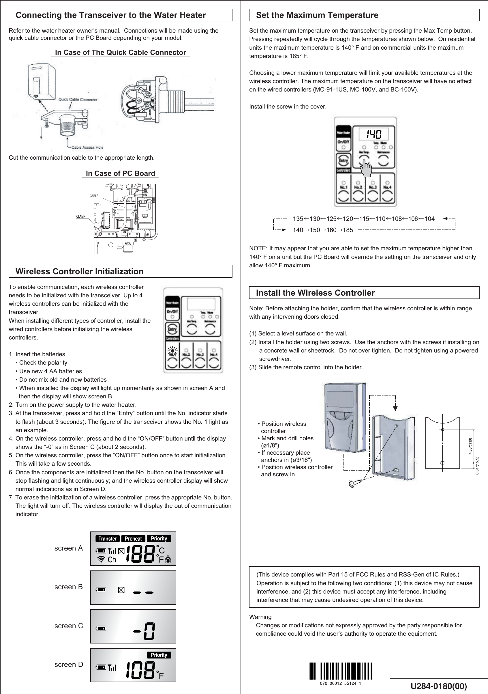 Rinnai mc-195t-us owners manual