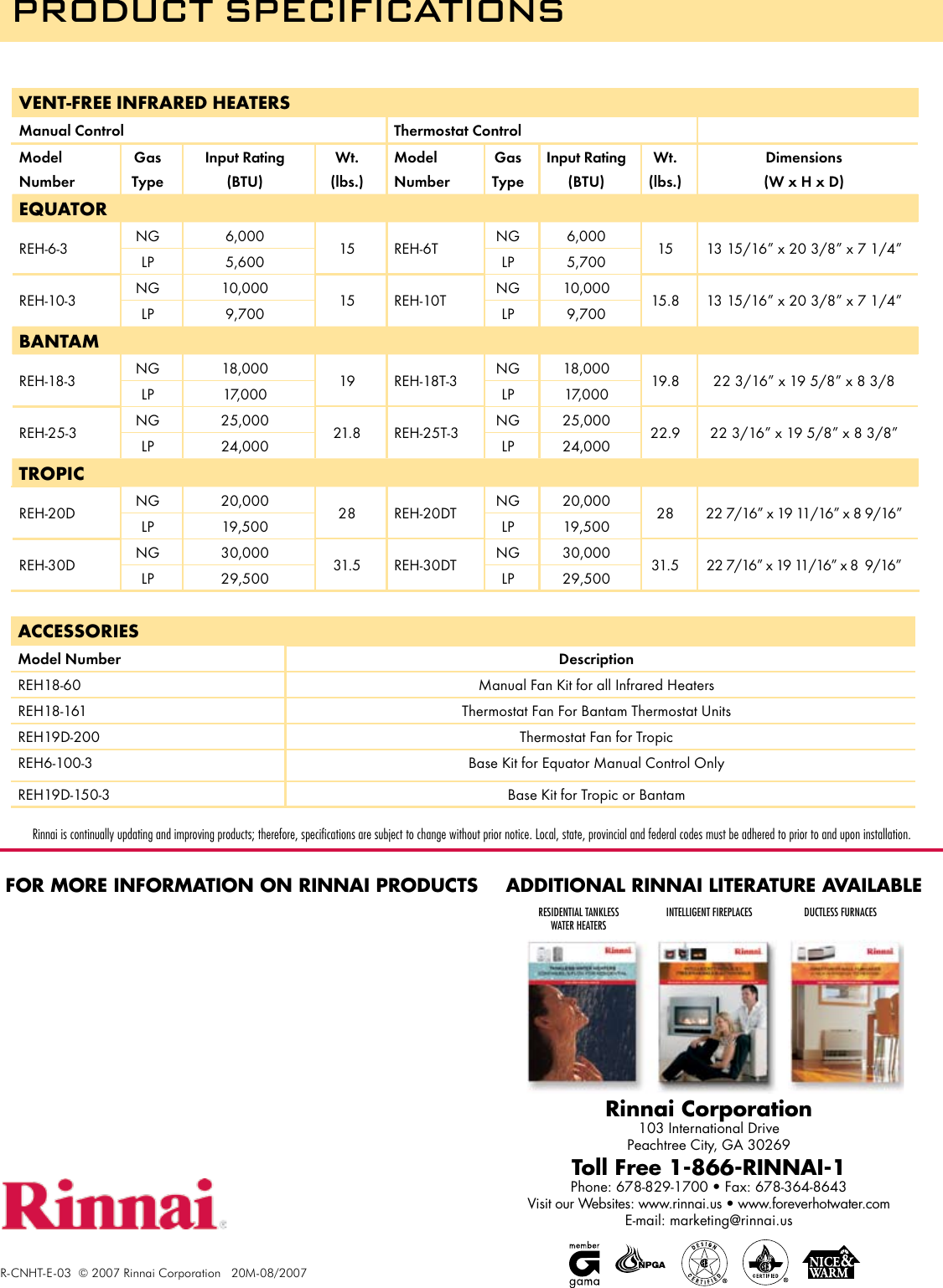 Rinnai Reh 10 Users Manual