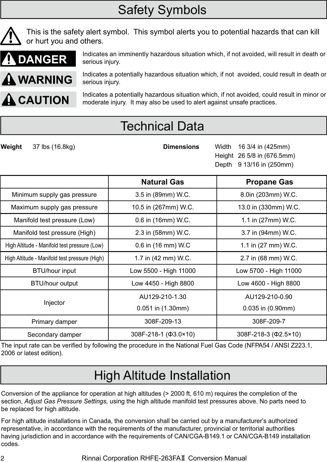 Page 2 of 12 - Rinnai Rinnai-Rhfe-263Fa-Ii-Users-Manual-  Rinnai-rhfe-263fa-ii-users-manual