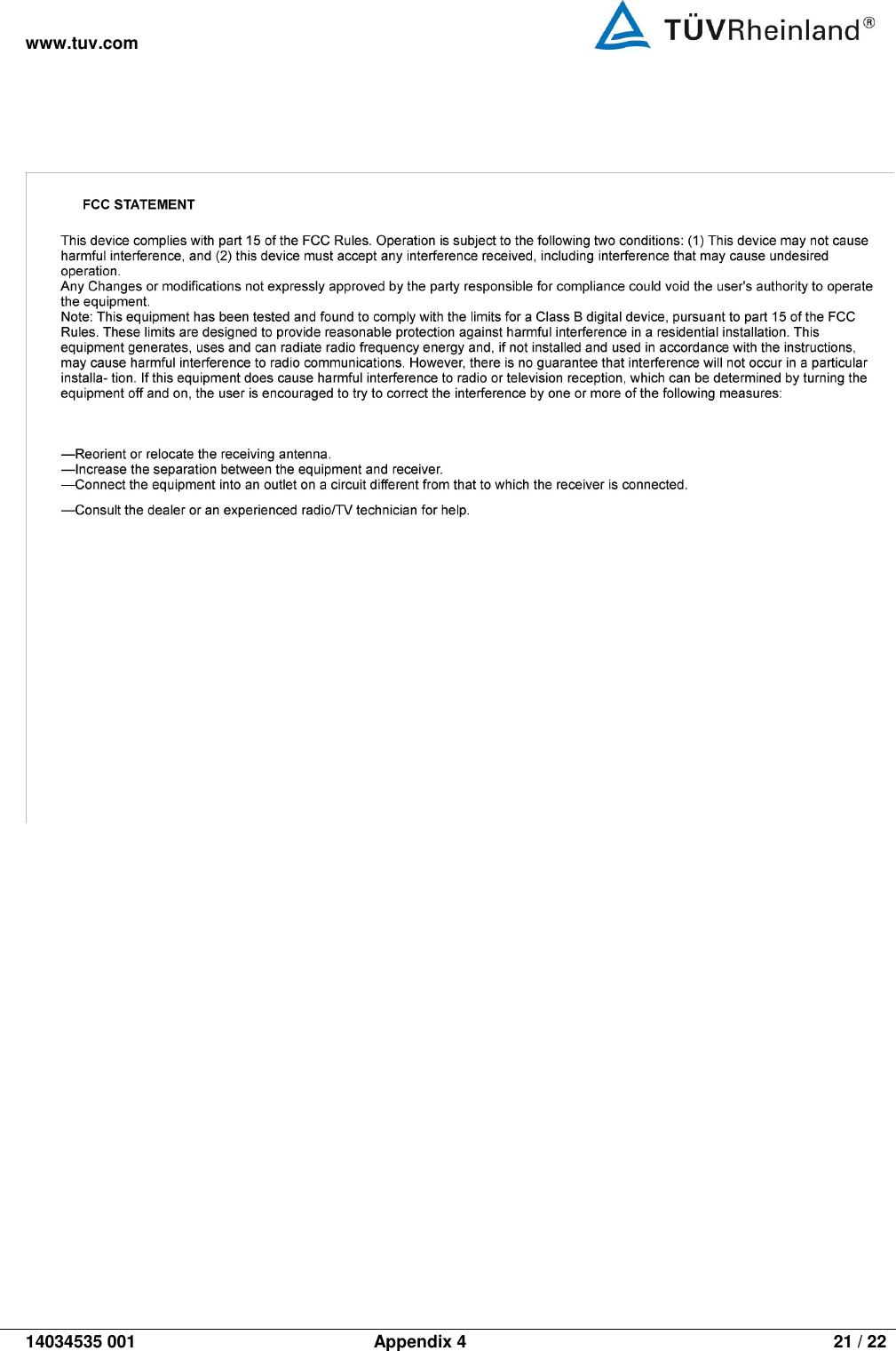 www.tuv.com   14034535 001    Appendix 4  21 / 22 