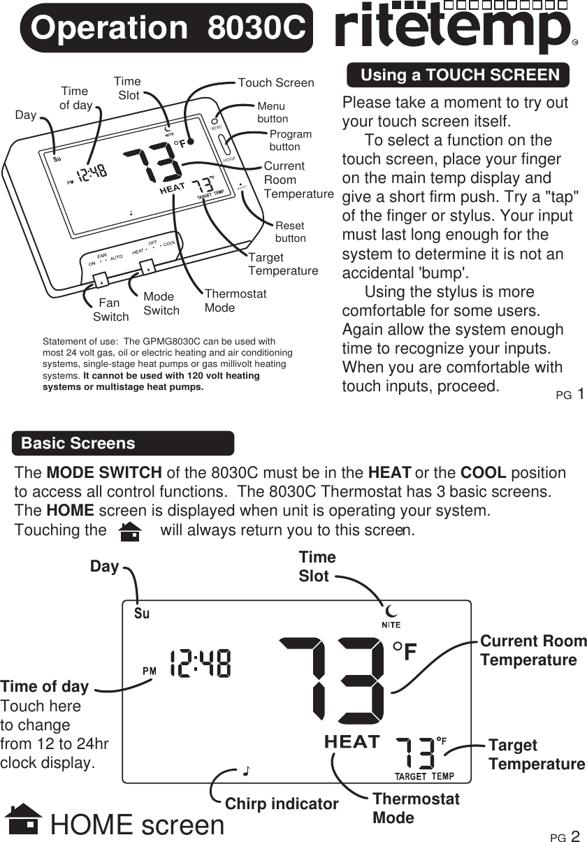 Page 2 of 7 - Ritetemp Ritetemp-8030C-Owner-S-Manual