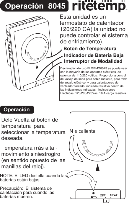 Page 2 of 2 - Ritetemp Ritetemp-8045-Owner-S-Manual