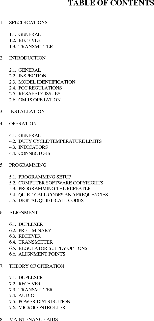 8.1. MICROCONTROLLER PIN-OUTS 8.2. CONTROLS AND ADJUSTMENTS SUMMARY 8.3. SCHEMATICS 8.4. PCB COMPONENT LOCATOR     