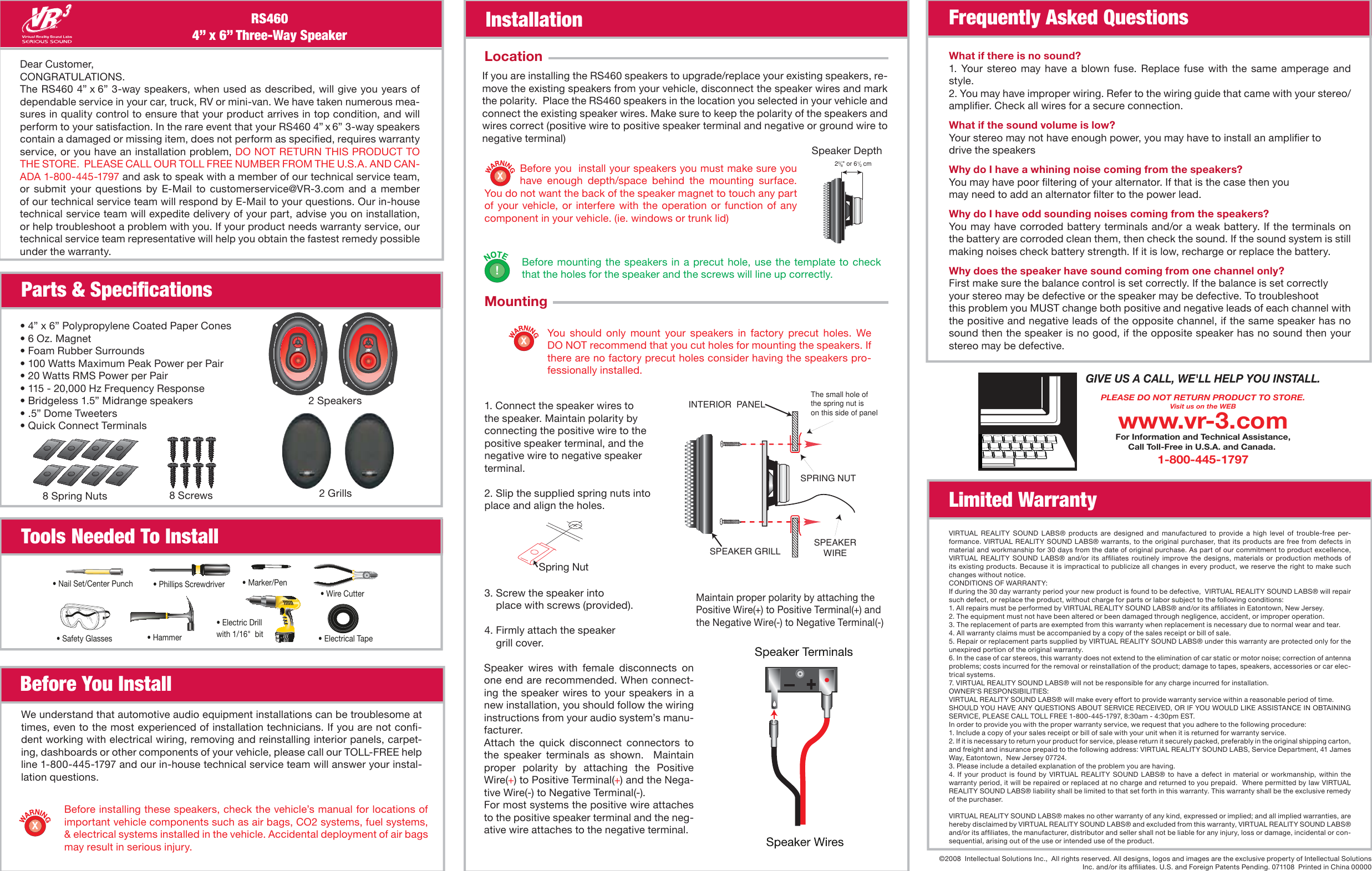 Page 1 of 1 - Roadmaster Roadmaster-3-Way-Speakers-Rs460-Users-Manual-  Roadmaster-3-way-speakers-rs460-users-manual