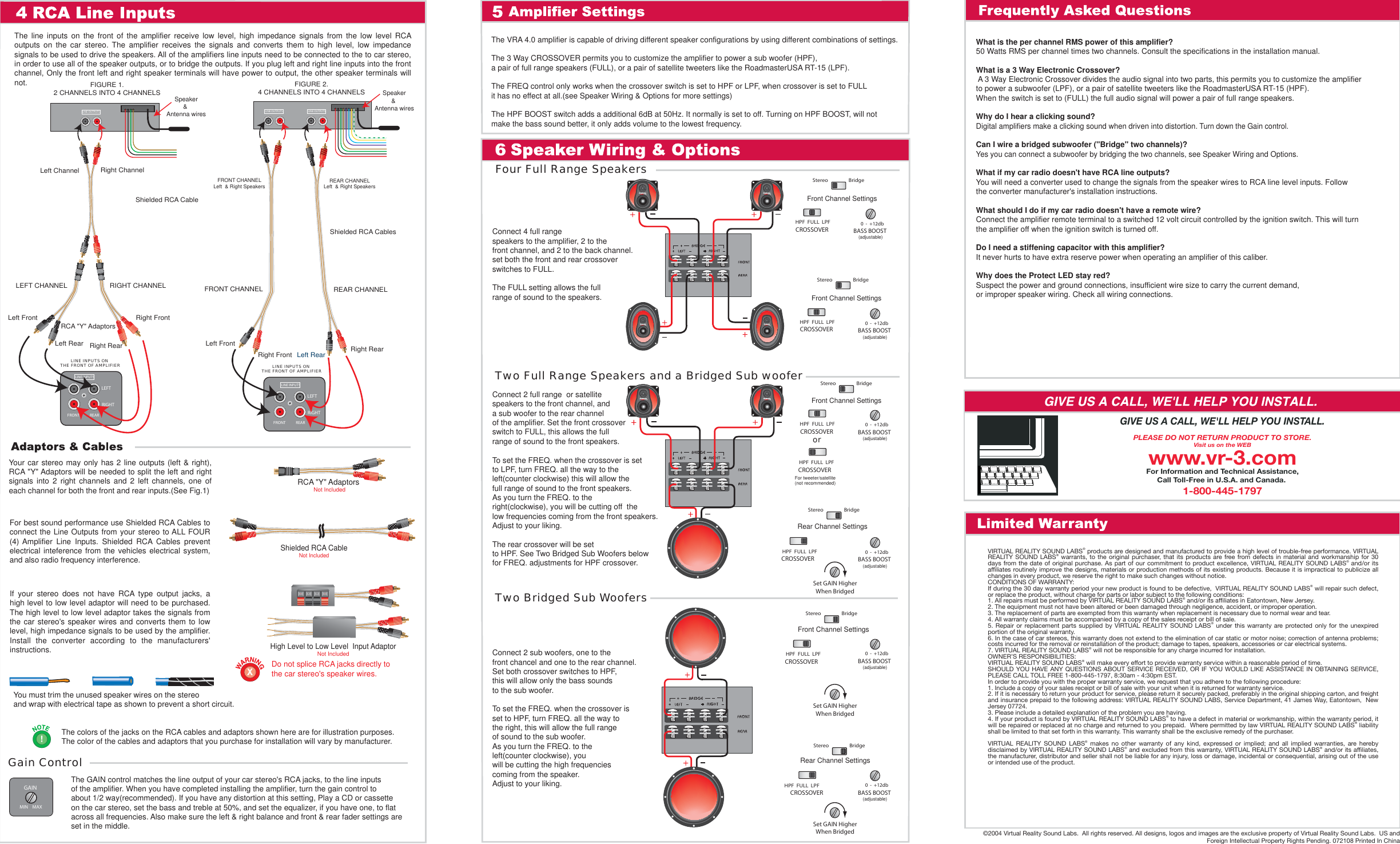 Page 2 of 2 - Roadmaster Roadmaster-Four-Channel-Amplifier-Vra4-0-Users-Manual-  Roadmaster-four-channel-amplifier-vra4-0-users-manual