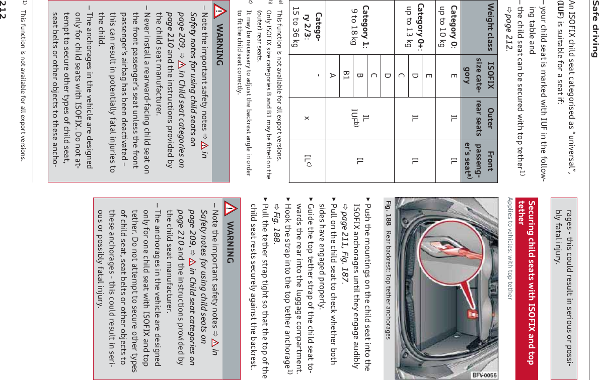 KY^]\janaf_9fAKG&gt;AP[`ad\k]Yl[Yl]_gjak]\YkÉmfan]jkYdÊ$ AM&gt;!akkmalYZd]^gjYk]Yla^2±qgmj[`ad\k]YlakeYjc]\oal`AM&gt;afl`]^gddgo%af_lYZd]Yf\±l`][`ad\k]Yl[YfZ]k][mj]\oal`lghl]l`]j)!page 212&amp;O]a_`l[dYkk AKG&gt;APkar][Yl]%_gjqGml]jj]Yjk]Ylk&gt;jgflhYkk]f_%]jkk]YlY!;Yl]_gjq(2mhlg)(c_=ADAD;Yl]_gjq(#2mhlg)+c_=AD AD&lt;;;Yl]_gjq)21lg)0c_&lt;ADAM&gt;Z! AD;::)9;Yl]_g%jq*&apos;+2)-lg+.c_%pAD[!Y! L`ak^mf[lagfakfglYnYadYZd]^gjYdd]phgjln]jkagfk&amp;Z! GfdqAKG&gt;APkar][Yl]_gja]k:Yf\:)eYqZ]^all]\gfl`] gml]j!j]Yjk]Ylk&amp;[! AleYqZ]f][]kkYjqlgY\bmkll`]ZY[cj]klYf_d]afgj\]jlg^all`][`ad\k]Yl[gjj][ldq&amp;O9JFAF?±Fgl]l`]aehgjlYflkY^]lqfgl]k  inSafety notes for using child seats onpage 209$  in Child seat categories onpage 210Yf\l`]afkljm[lagfkhjgna\]\Zql`][`ad\k]YleYfm^Y[lmj]j&amp;±F]n]jafklYddYj]YjoYj\%^Y[af_[`ad\k]Ylgfl`]^jgflhYkk]f_]jkk]Ylmfd]kkl`]^jgflhYkk]f_]jkYajZY_`YkZ]]f\]Y[lanYl]\Çl`ak[Yfj]kmdlafhgl]flaYddq^YlYdafbmja]klgl`][`ad\&amp;±L`]Yf[`gjY_]kafl`]n]`a[d]Yj]\]ka_f]\gfdq^gj[`ad\k]Ylkoal`AKG&gt;AP&amp;&lt;gfglYl%l]ehllgk][mj]gl`]jlqh]kg^[`ad\k]Yl$k]YlZ]dlkgjgl`]jgZb][lklgl`]k]Yf[`g%jY_]k%l`ak[gmd\j]kmdlafk]jagmkgjhgkka%Zdq^YlYdafbmjq&amp;K][mjaf_[`ad\k]Ylkoal`AKG&gt;APYf\lghl]l`]j9hhda]klgn]`a[d]k2oal`lghl]l`]j&gt;a_&amp;)00 J]YjZY[cj]kl2Lghl]l`]jYf[`gjY_]kŹHmk`l`]egmflaf_kgfl`][`ad\k]Ylaflgl`]AKG&gt;APYf[`gjY_]kmfladl`]q]f_Y_]Ym\aZdqpage 211, Fig. 187&amp;ŹHmddgfl`][`ad\k]Yllg[`][co`]l`]jZgl`ka\]k`Yn]]f_Y_]\hjgh]jdq&amp;Ź?ma\]l`]lghl]l`]jkljYhg^l`][`ad\k]Yllg%oYj\kl`]j]Yjaflgl`]dm__Y_][gehYjle]fl&amp;Ź@ggcl`]kljYhaflgl`]lghl]l`]jYf[`gjY_])!Fig. 188&amp;ŹHmddl`]l]l`]jkljYhla_`lkgl`Yll`]lghg^l`][`ad\k]Ylj]klkk][mj]dqY_Yafkll`]ZY[cj]kl&amp;O9JFAF?±Fgl]l`]aehgjlYflkY^]lqfgl]k  inSafety notes for using child seats onpage 209$  in Child seat categories onpage 210Yf\l`]afkljm[lagfkhjgna\]\Zql`][`ad\k]YleYfm^Y[lmj]j&amp;±L`]Yf[`gjY_]kafl`]n]`a[d]Yj]\]ka_f]\gfdq^gjgf][`ad\k]Yloal`AKG&gt;APYf\lghl]l`]j&amp;&lt;gfglYll]ehllgk][mj]gl`]jlqh]kg^[`ad\k]Yl$k]YlZ]dlkgjgl`]jgZb][lklgl`]k]Yf[`gjY_]k%l`ak[gmd\j]kmdlafk]ja%gmkgjhgkkaZdq^YlYdafbmjq&amp;)! L`ak^mf[lagfakfglYnYadYZd]^gjYdd]phgjln]jkagfk&amp;*)*