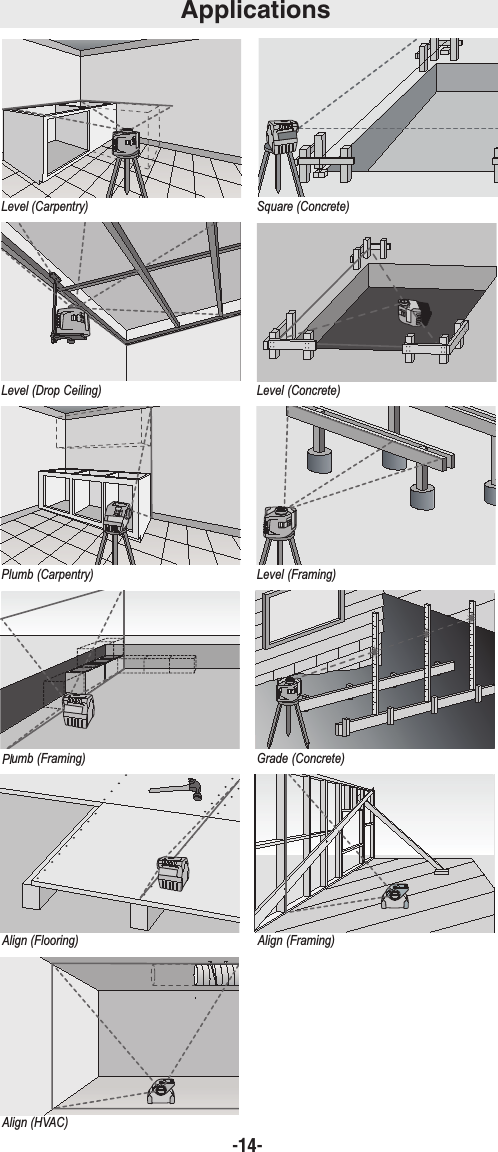 -14-Applications Square (Concrete) Level (Carpentry))etercnoC( leveL)gnilieC porD( leveL)gnimarF( leveL)yrtnepraC( bmulP)etercnoC( edarG)gnimarF( bmulP)gnimarF( ngilA)gniroolF( ngilAAlign (HVAC)