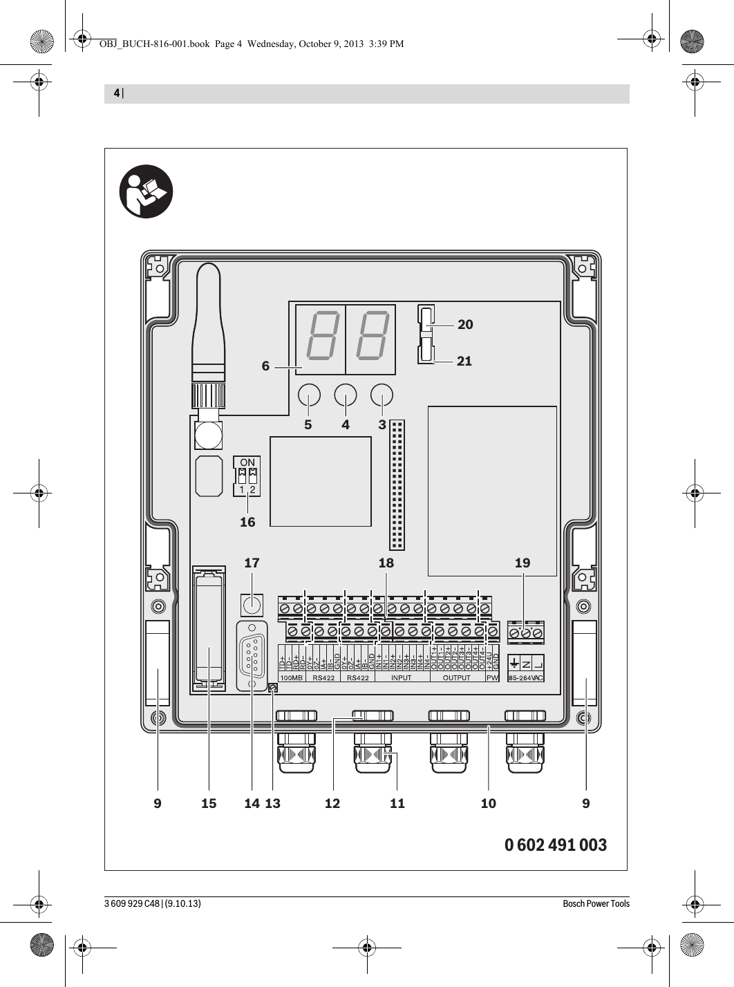 3 609 929 C48 | (9.10.13) Bosch Power Tools4 |  0 602 491 00351691514 12 11 10 9134 32120617 18 19OBJ_BUCH-816-001.book  Page 4  Wednesday, October 9, 2013  3:39 PM