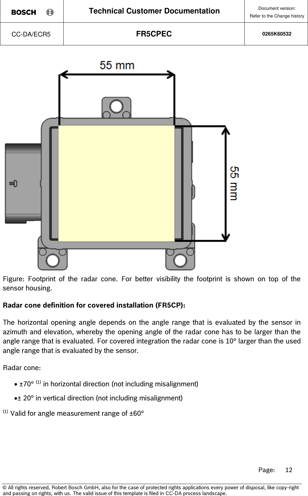 Page 12 of Robert Bosch FR5CPEC Radar sensor for vehicular use User Manual 