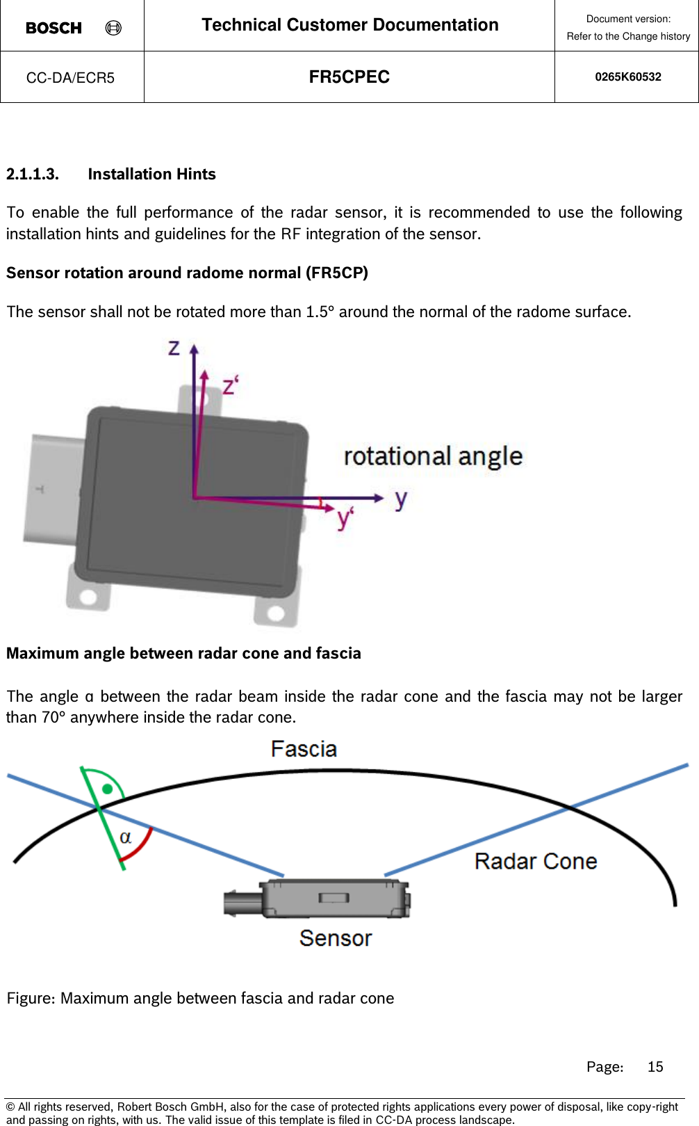 Page 15 of Robert Bosch FR5CPEC Radar sensor for vehicular use User Manual 