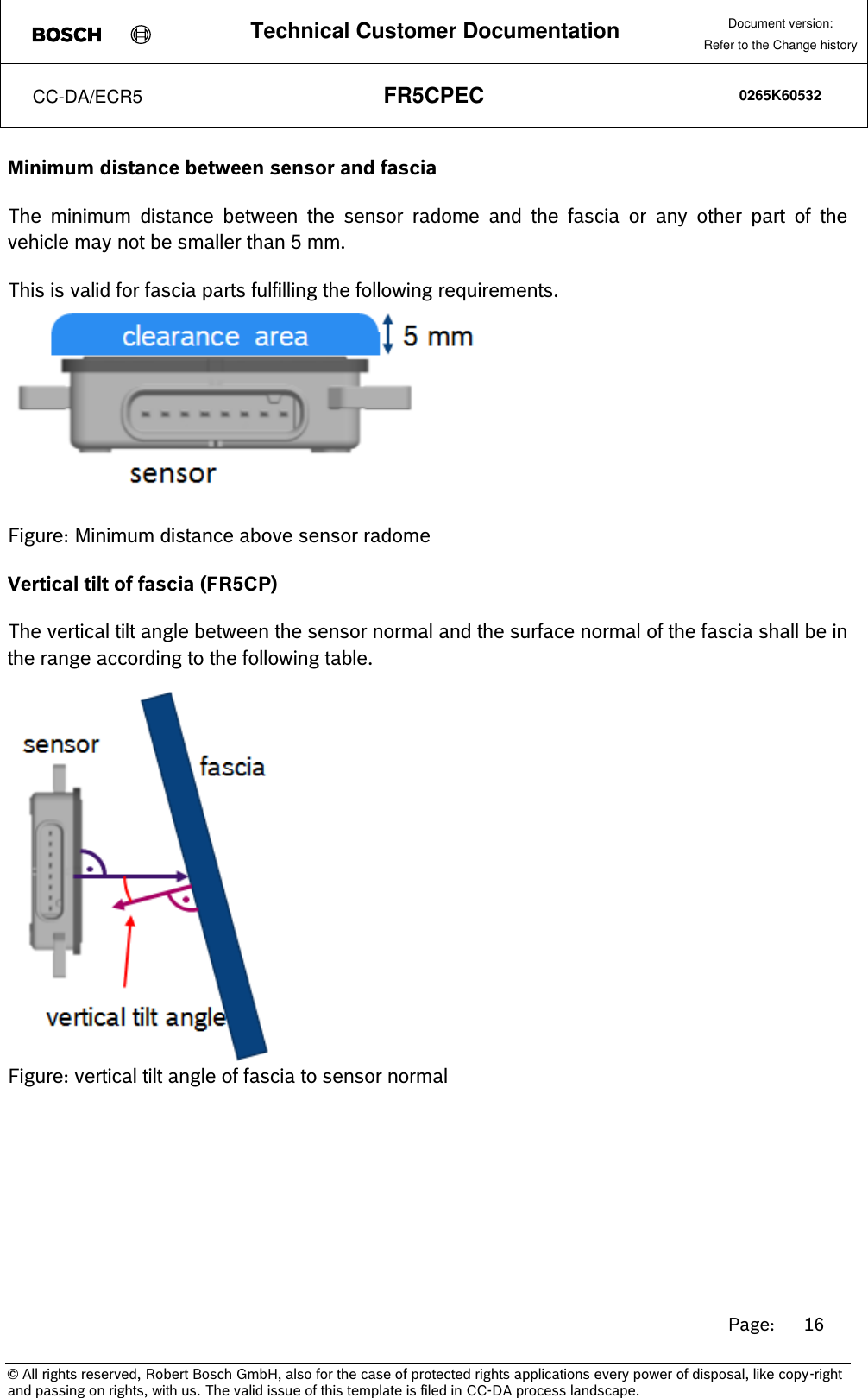 Page 16 of Robert Bosch FR5CPEC Radar sensor for vehicular use User Manual 