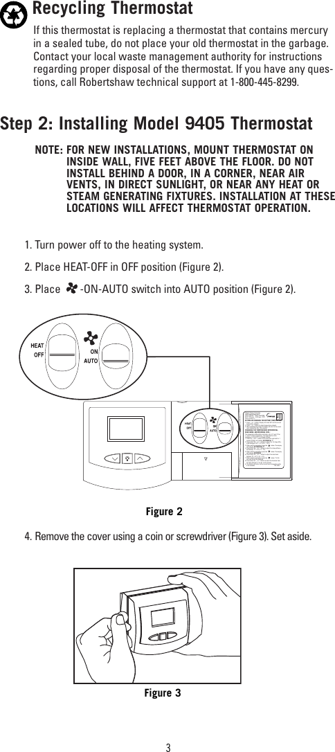 Page 3 of 12 - Robertshaw Robertshaw-9405-Users-Manual- 110-1042  Robertshaw-9405-users-manual